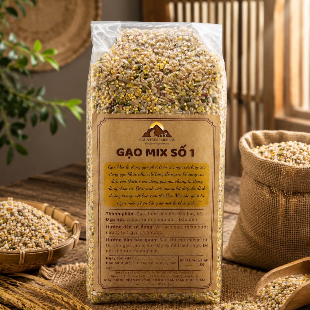 combo mix1- gạo dẻo thơm xát dối, đậu hạt, và kê nếp
